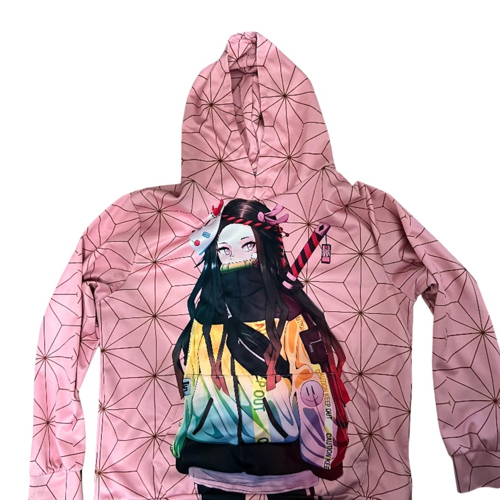 Anime Graphic Pink Hoodie (demon slayer)